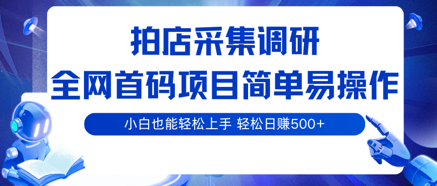 拍店采集调研，全网首码项目，简单易操作， 小白也能轻松上手，轻松日赚500+