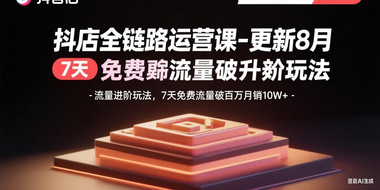 （15918期）抖店全链路运营课-更新8月：流量进阶玩法，7天免费流量破百万月销10W+