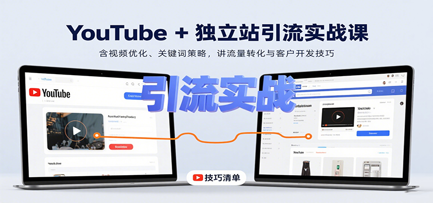 YouTube+独立站引流实战课：含视频优化、关键词策略，讲流量转化与客户开发技巧