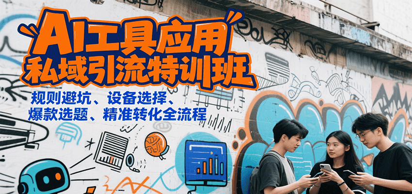 AI工具应用私域引流特训班，规则避坑、设备选择、爆款选题、精准转化全流程