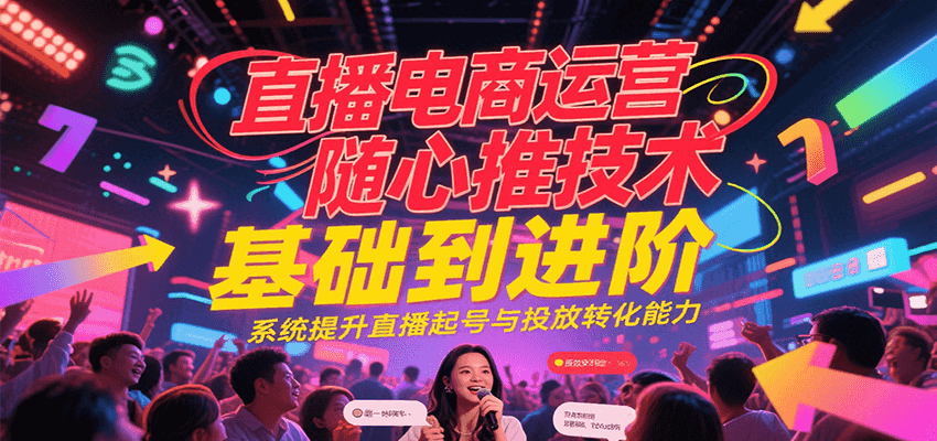 直播电商运营随心推投放技术基础到进阶，系统提升直播起号与投放转化能力