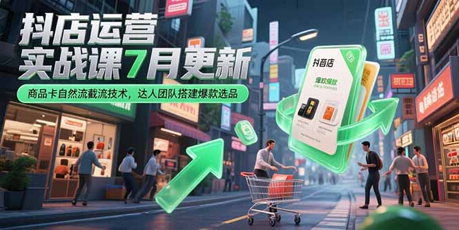 （15329期）抖店运营实战课7月更新，商品卡自然流截流技术，达人团队搭建爆款选品