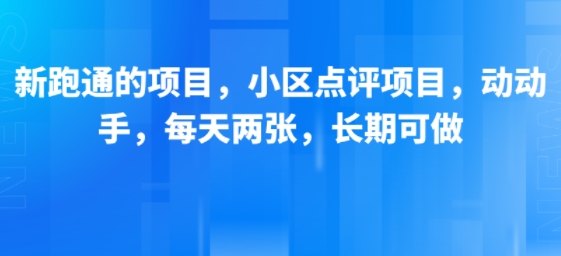 新跑通的项目，小区点评项目，动动手，每天两张，长期可做