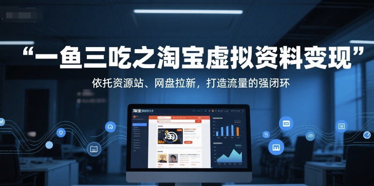 一鱼三吃之淘宝虚拟资料变现，依托资源站、网盘拉新，打造流量的强闭环