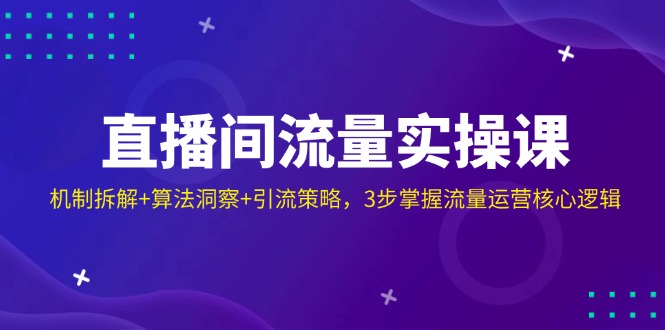 （14122期）直播间流量实操课：机制拆解+算法洞察+引流策略，3步掌握流量运营核心逻辑