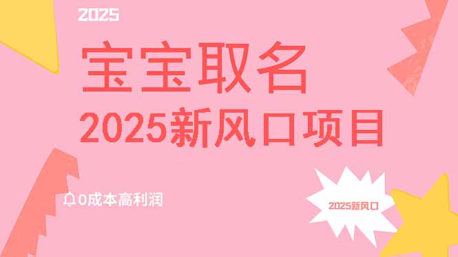 （14593期）2025新风口项目宝宝取名，0成本高利润，附保姆级教程，月入过万不是梦