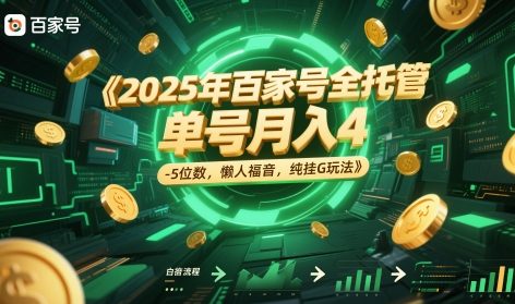 2025年百家号全托管，单号月入4-5位数，懒人福音，纯挂G玩法