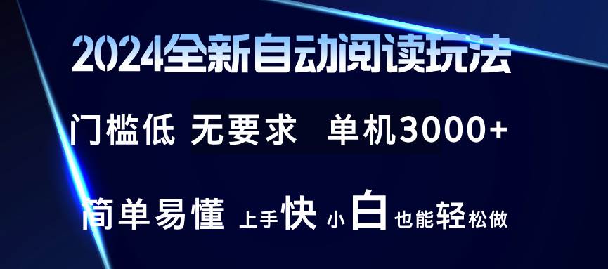 （12062期）2024全新自动阅读玩法 全新技术 全新玩法 单机3000+ 小白也能玩的转 也…