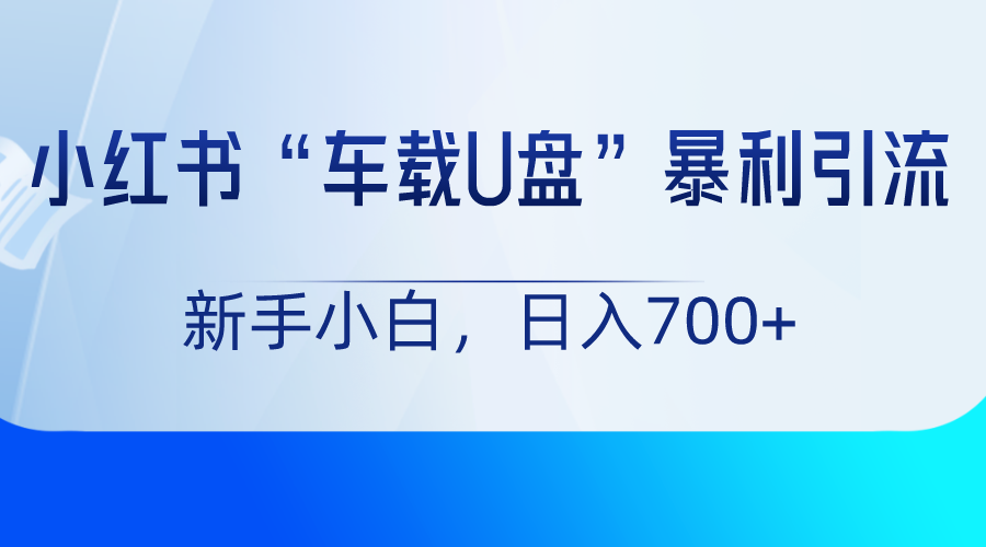 小红书“车载U盘”项目，暴利引流，新手小白轻松日入700+_80楼网创