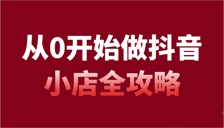 从0开始做抖音小店全攻略，抖音开店全步骤详细解说（54节课）_80楼网创