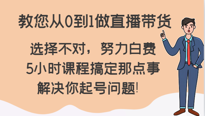 教您从0到1做直播带货，选择不对，努力白费，5小时课程搞定那点事，解决你起号问题！_80楼网创