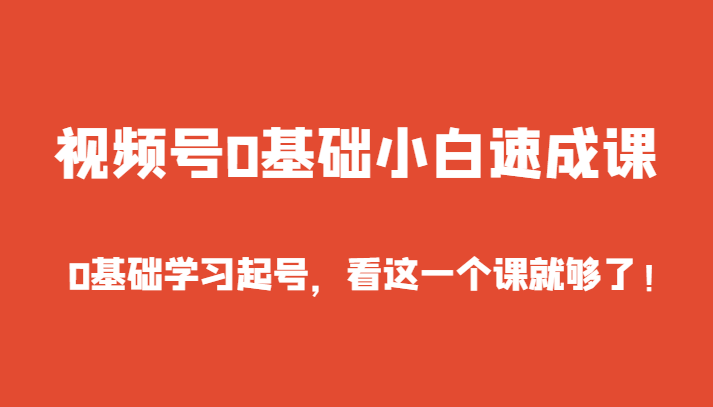 视频号0基础小白速成课，0基础学习起号，看这一个课就够了！_80楼网创