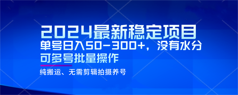 2024最新稳定风口项目，单号日入50-300+，没有水分 可多号批量操作_80楼网创