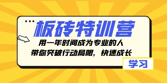 板砖特训营，用一年时间成为专业的人，带你突破行动局限，快速成长_80楼网创