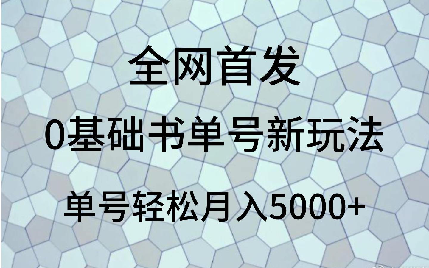 0基础书单号新玩法，操作简单，单号轻松月入5000+_80楼网创