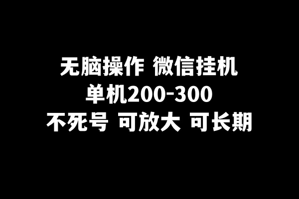 无脑操作微信挂机单机200-300一天，不死号，可放大_80楼网创