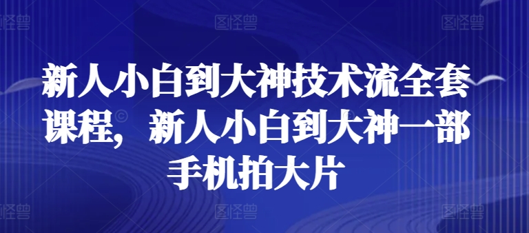 新人小白到大神技术流全套课程，新人小白到大神一部手机拍大片_80楼网创