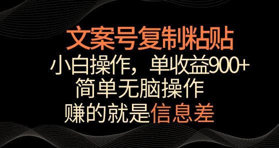 文案号掘金，简单复制粘贴，小白操作，单作品收益900+_80楼网创
