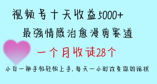 十天收益5000+，多平台捞金，视频号情感治愈漫剪，一个月收徒28个，小白一部手机轻松上手_80楼网创