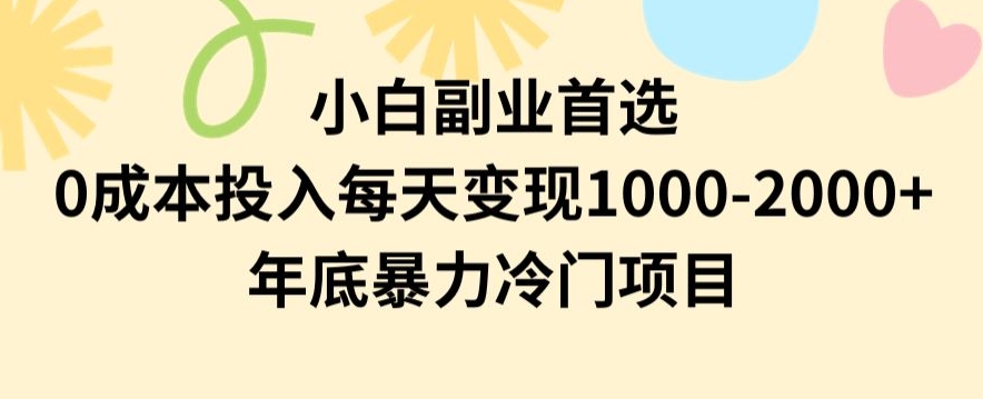 小白副业首选，0成本投入，每天变现1000-2000年底暴力冷门项目【揭秘】_80楼网创