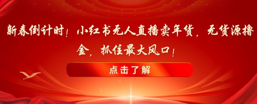 新春倒计时！小红书无人直播卖年货，无货源撸金，抓住最大风口【揭秘】_80楼网创