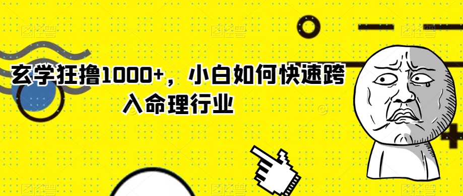 玄学狂撸1000+，小白如何快速跨入命理行业【揭秘】_80楼网创