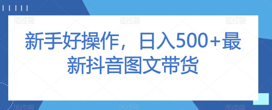 新手好操作，日入500+最新抖音图文带货【揭秘】_80楼网创