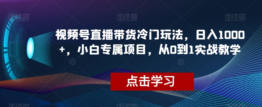 视频号直播带货冷门玩法，日入1000+，小白专属项目，从0到1实战教学【揭秘】_80楼网创