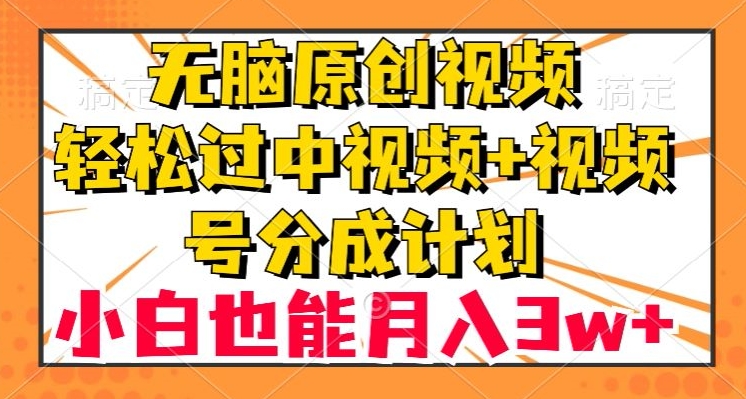 无脑原创视频，轻松过中视频+视频号分成计划，小白也能月入3w+【揭秘】_80楼网创