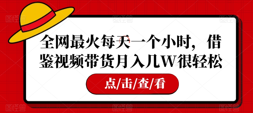 全网最火每天一个小时，借鉴视频带货月入几W很轻松【揭秘】_80楼网创
