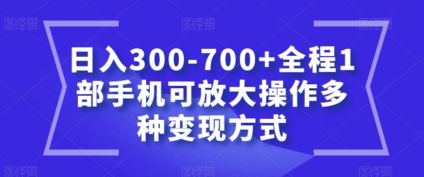 日入300-700+全程1部手机可放大操作多种变现方式【揭秘】_80楼网创