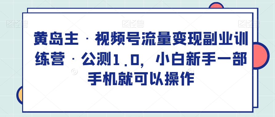 黄岛主·视频号流量变现副业训练营·公测1.0，小白新手一部手机就可以操作_80楼网创