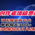 （16305期）小说创作者撸稿费搬砖玩法，单机每天300+小白也能轻松月入过万的保姆级…