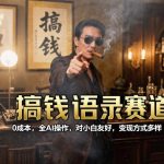 搞钱语录赛道，0成本，全AI操作，对小白友好，变现方式多样