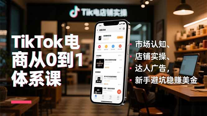 （16818期）TikTok电商从0到1体系课，市场认知、店铺实操、达人广告，新手避坑稳赚美金