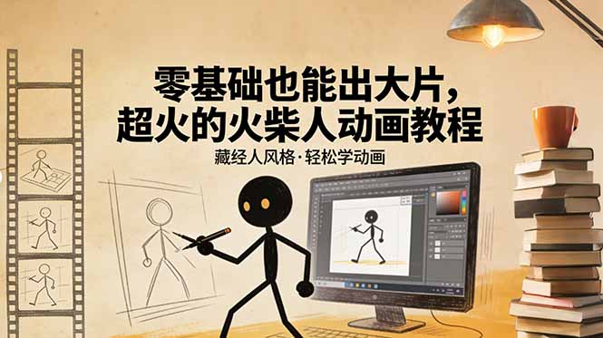 （17464期）零基础也能出大片，超火的火柴人动画教程（藏经人风格）