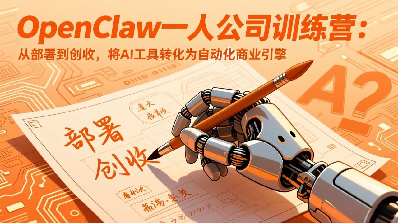 （17540期）OpenClaw一人公司训练营：从部署到创收，将AI工具转化为自动化商业引擎