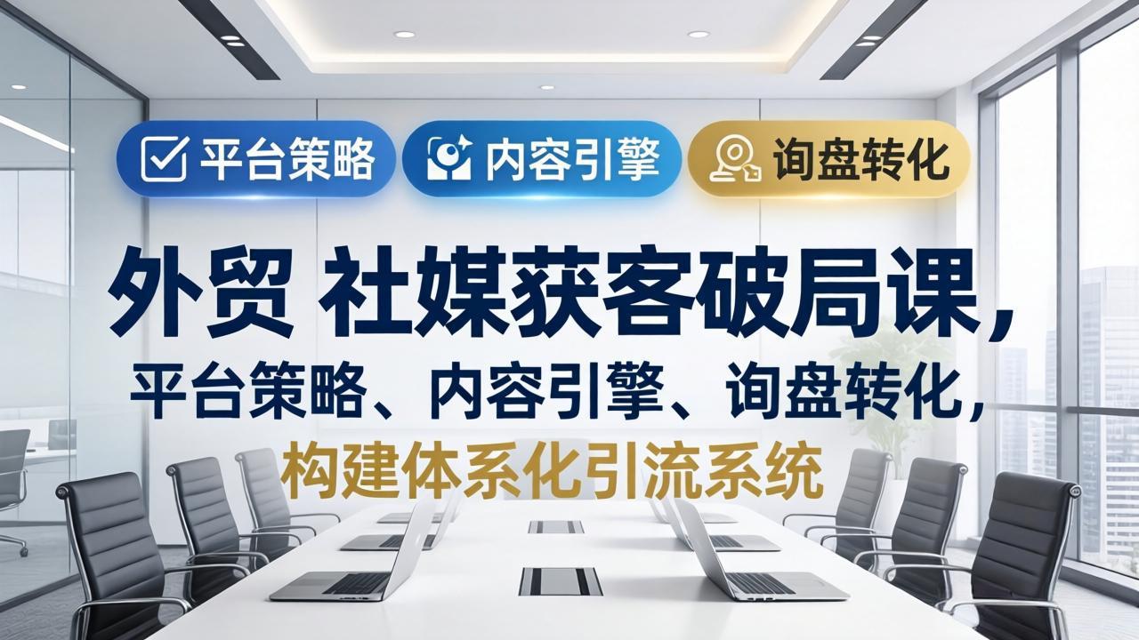 （17901期）外贸 社媒获客破局课，平台策略、内容引擎、询盘转化，构建体系化引流系统（更新26年3月）