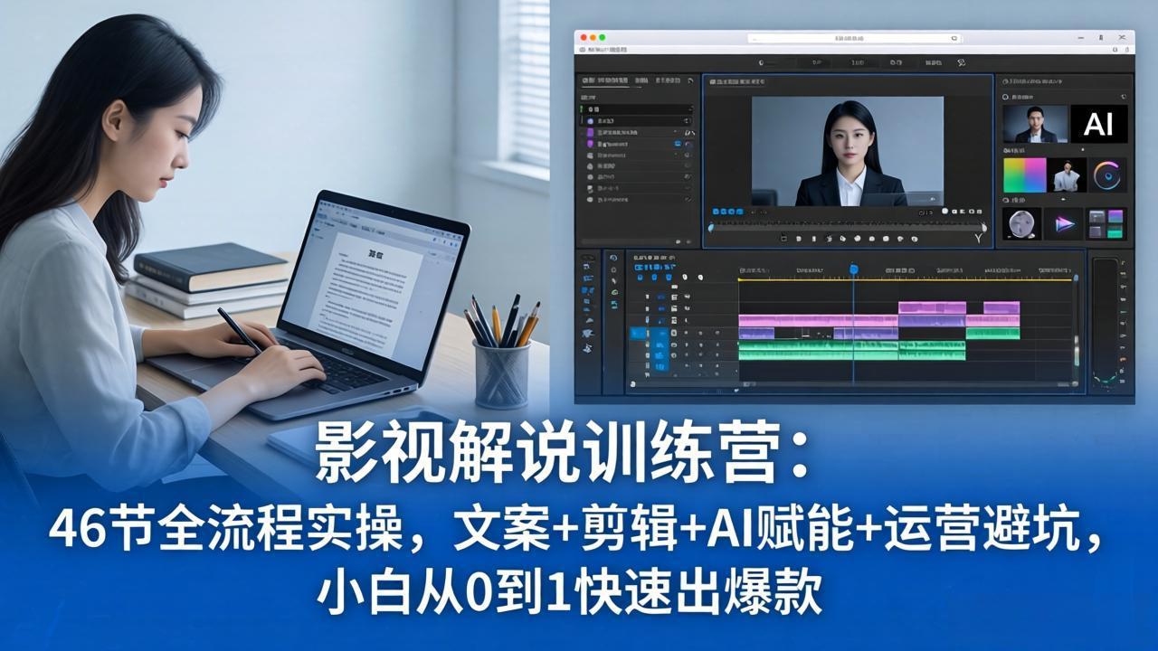 （18053期）影视解说特训营：46节全流程实操，文案+剪辑+AI赋能+运营避坑，小白从0到1快速出爆款