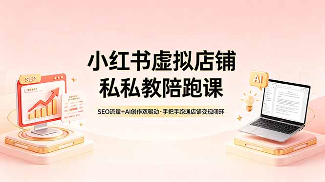 （18248期）小红书虚拟店铺私教陪跑课，SEO流量+AI创作双驱动，手把手跑通店铺变现闭环