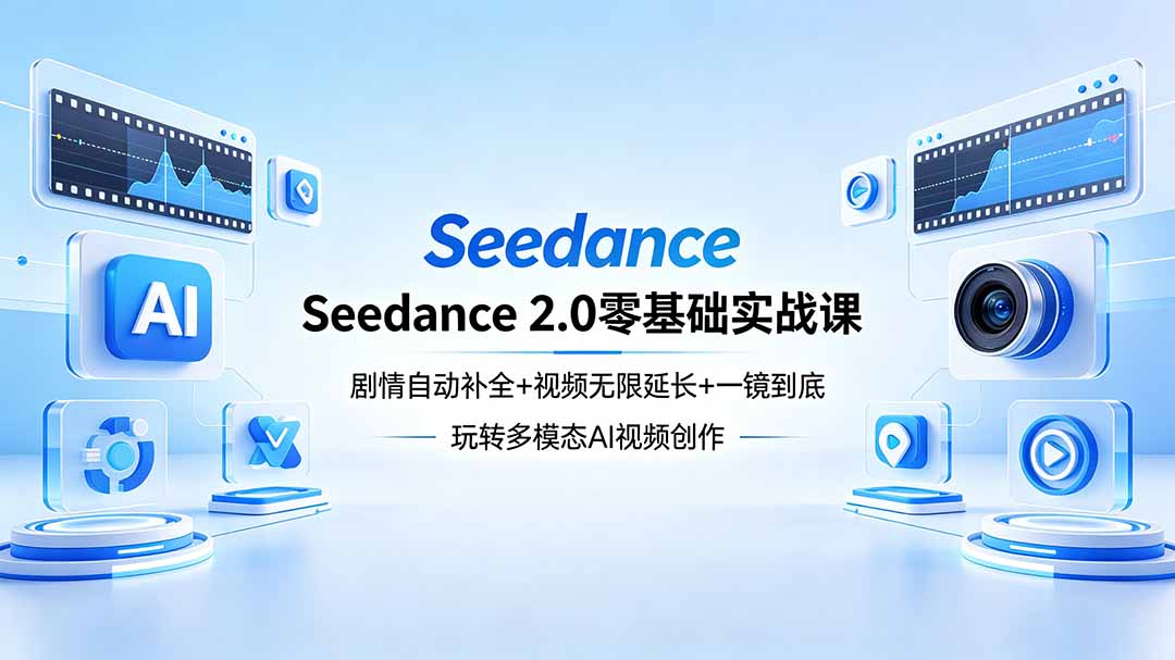 （18312期）Seedance 2.0零基础实战课：剧情自动补全+视频无限延长+一镜到底：玩转多模态AI视频创作