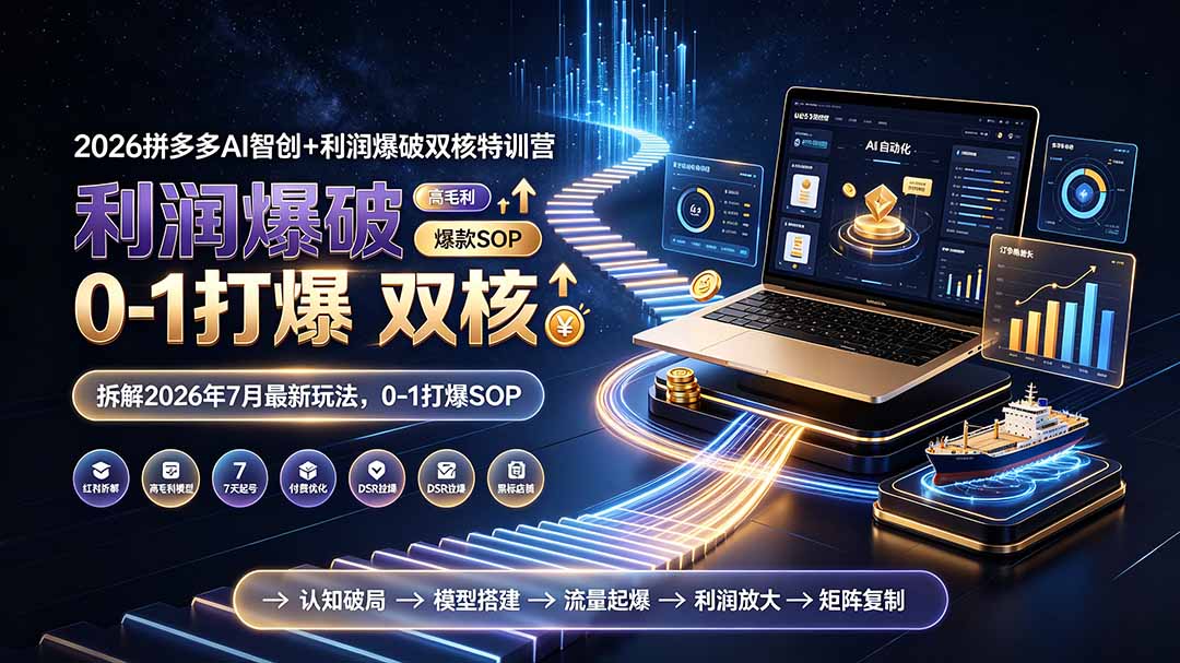 （19391期）2026拼多多AI智创+利润爆破双核特训营-更新：拆解2026年7月最新玩法，0-1打爆SOP
