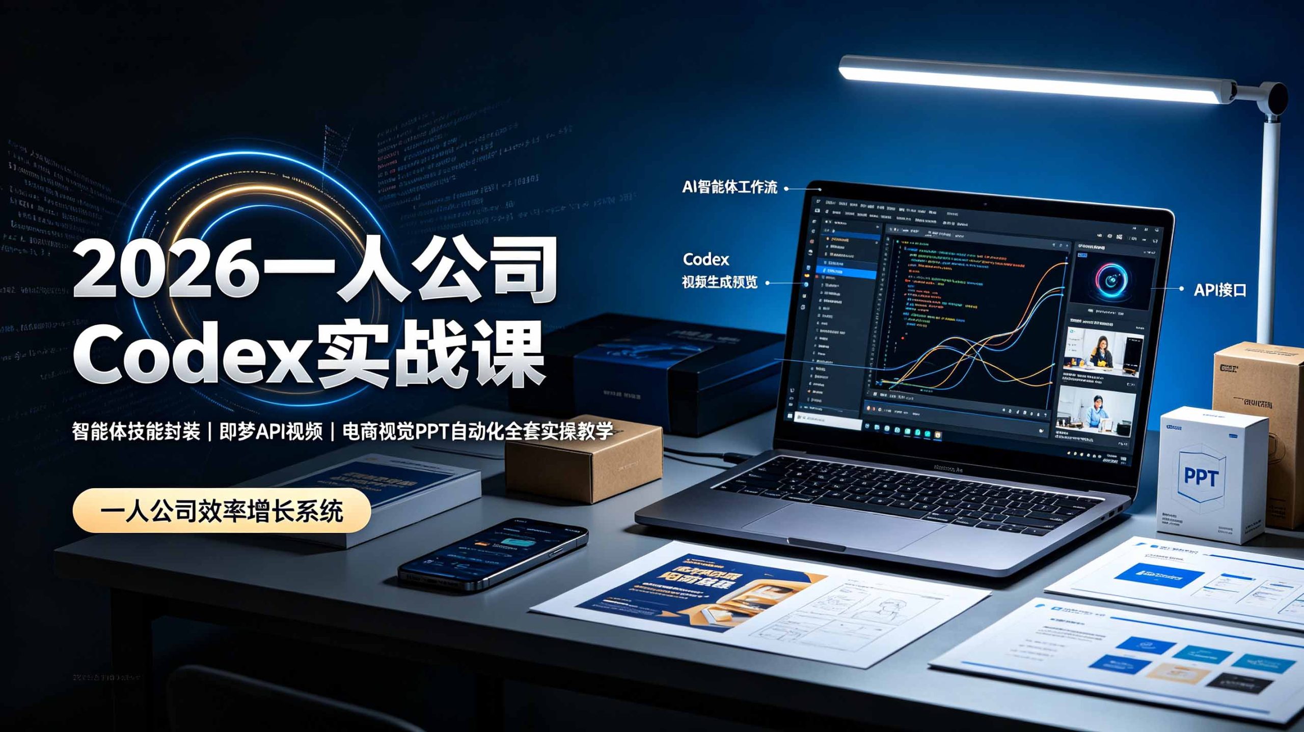 （19503期）2026一人公司Codex实战课◆智能体技能封装｜即梦API视频｜电商视觉PPT自动化全套实操教学