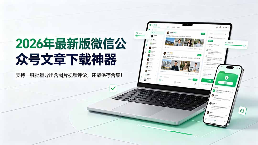 （19486期）2026年最新版微信公众号文章下载神器，支持一键批量导出含图片视频评论，还能保存合集！